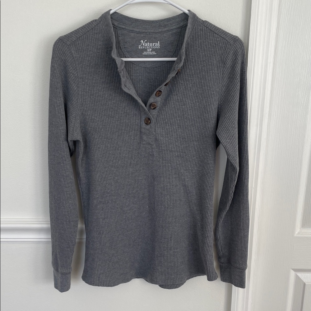 Natural Reflections Charcoal Long Sleeve Henley